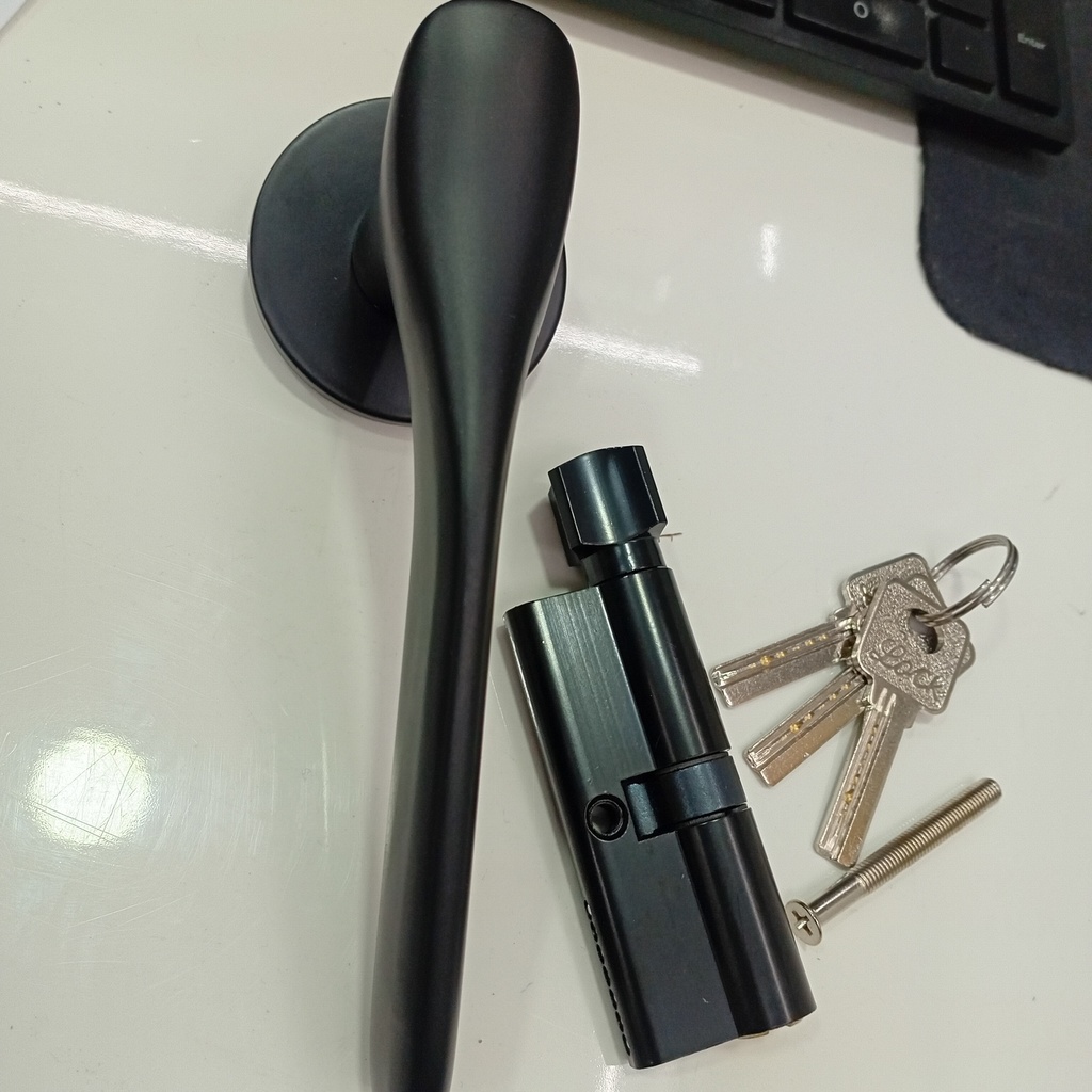 Door Handle With Lock, AA94-137B#, Black
