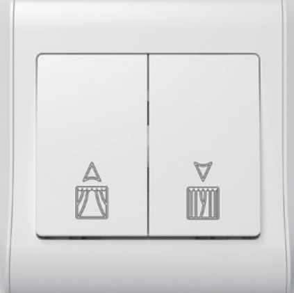 EliteElegance-Curtain Switch P337W - 2 Gang 1 Way, White 
