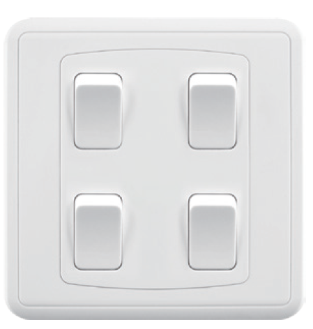 EliteElegance-Plate Switch FC363 - 4 Gang 1 Way, White