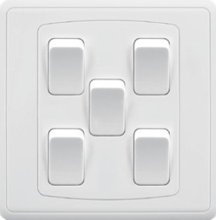 EliteElegance-Plate Switch FC365 - 5 Gang 1 Way, White