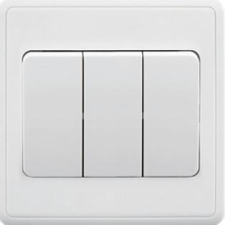 EliteElegance-Plate Switch FC305W - 3 Gang 1 Way (Big Button), White 