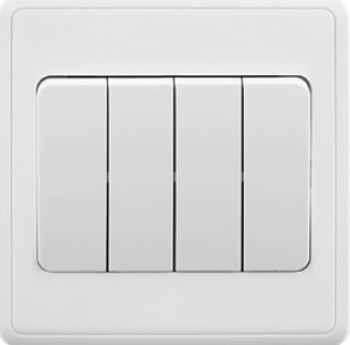EliteElegance-Plate Switch FC363W - 4 Gang 1 Way (Big Button), White 