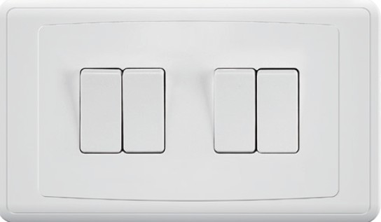 EliteElegance-Plate Switch FC307 - 4 Gang 1 Way, White 