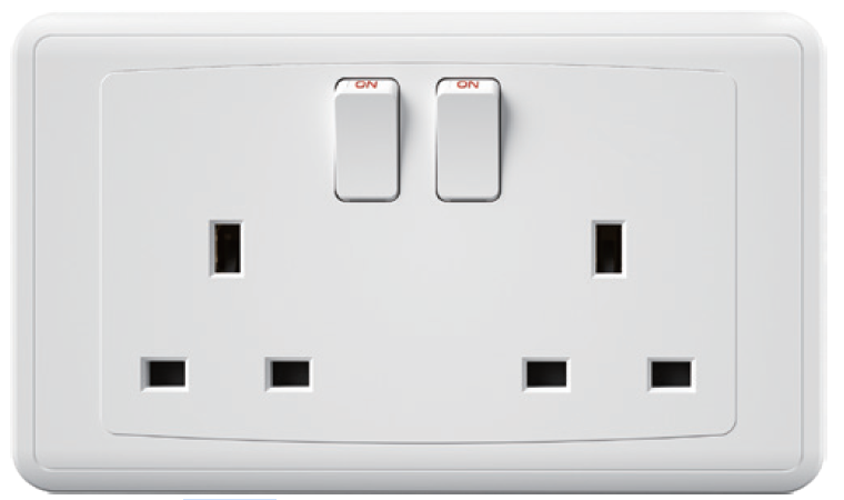EliteElegance-Switched Socket, Single Pole FC406 - 2 Gang, White