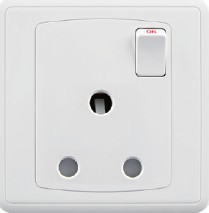 EliteElegance-Switch Round Pin Socket 15A FC429 - 1 Gang, White