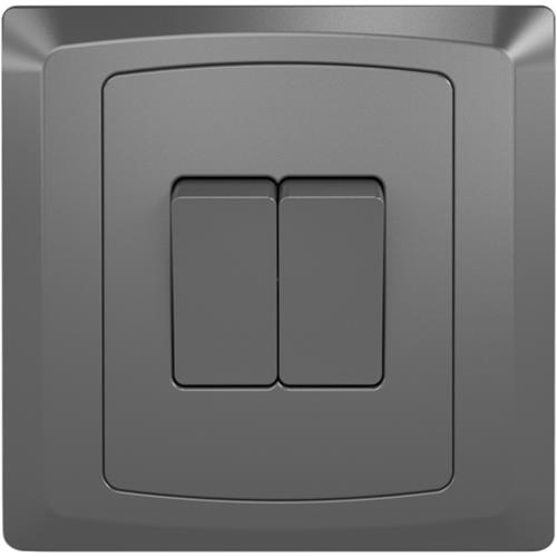 EliteElegance-Plate Switch FC303SH - 2 Gang 1 Way, Grey 