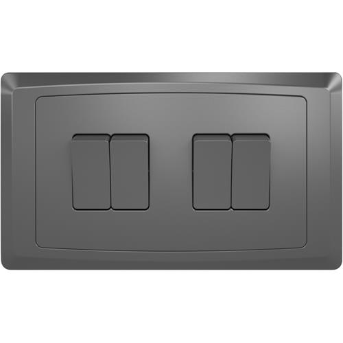 EliteElegance-Plate Switch FC307SH - 4 Gang 1 Way, Grey 