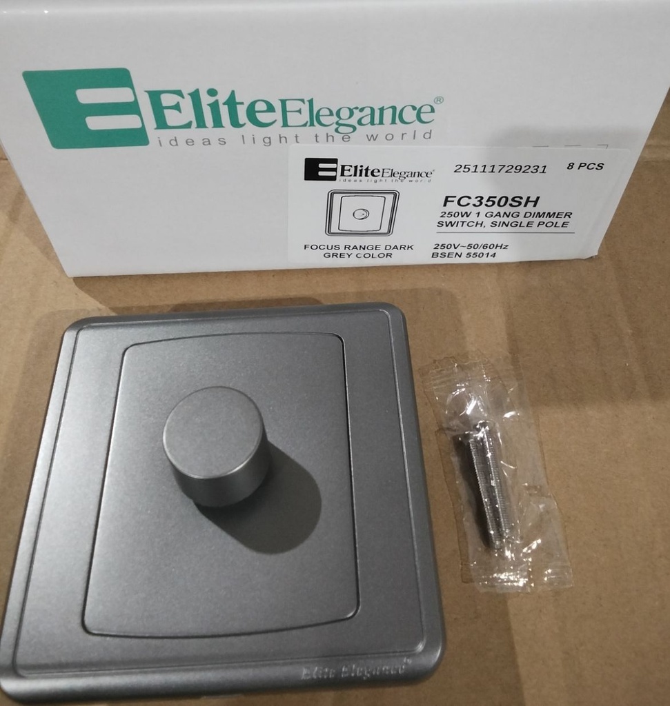 EliteElegance-Dimmer Switch FC350SH - 1 Gang 250W, Grey 
