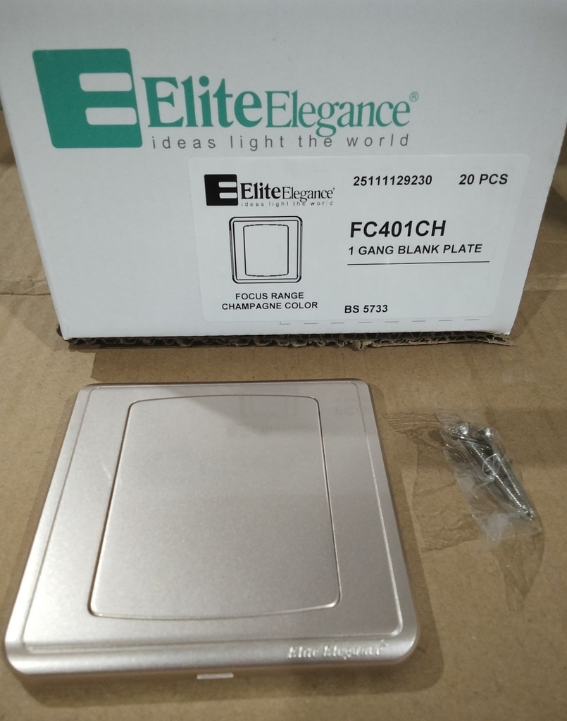EliteElegance-Blank Plate FC401CH - 1 Gang, Champagne