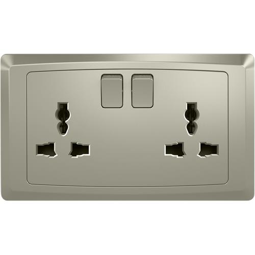 EliteElegance-Switched Multi - Socket 13A FC406MCH - 2 Gang , Champagne 