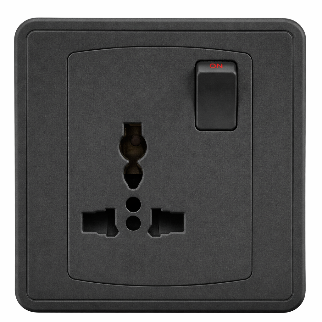 EliteElegance-Switch Multi - Socket 13A FC405MBK - 1 Gang, Black