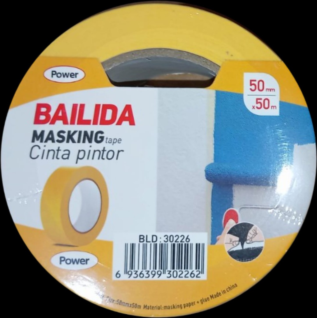 Bailida Masking Tape Yellow 50MM x 50M