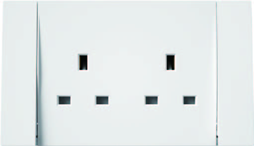 EliteElegance-Switch Socket 41406E - 13A, 2 Gang SP, White 