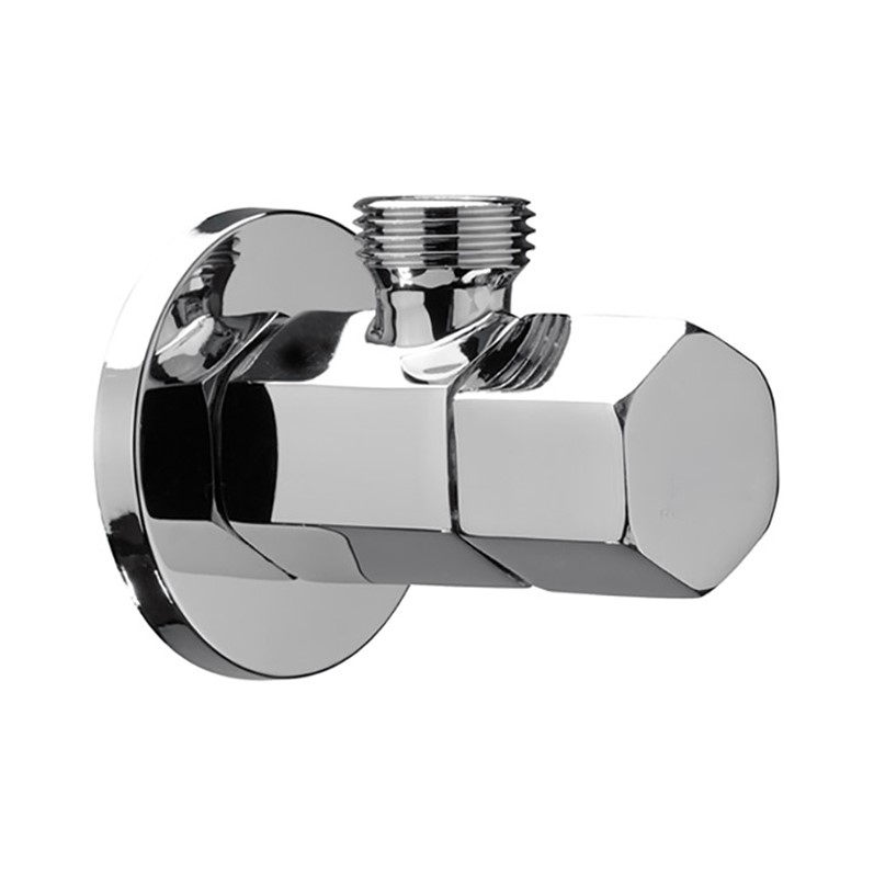 Angle Valve 46000301CH# Chrome, Brass main body, zinc handle SS 304 flange cup