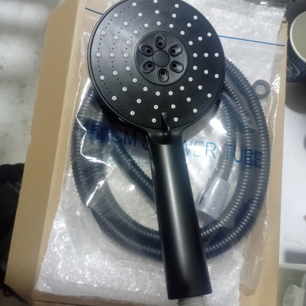 C-006B#, Hand shower, black, ABS hand shower Stainless steel shower pipe
