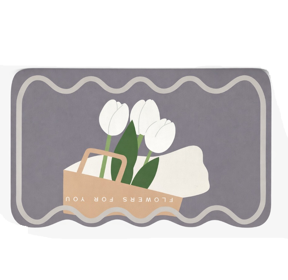 Floor Rubber Mat 45 X 70MM - Flower Design
