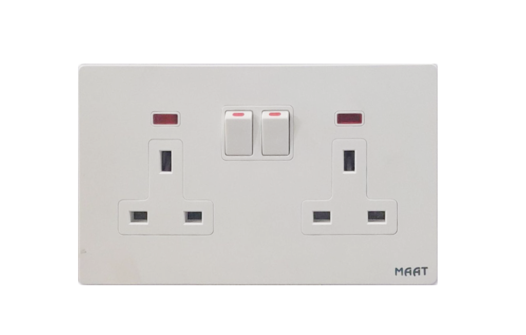 Switched Multi - Socket 13A SWS-QW-003, 2 Gang White - MAAT