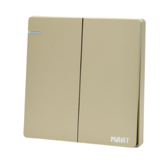 Plate Switch Q5C2Q/2Y - 2 Gang 2 Way (Big Button), Gold - MAAT
