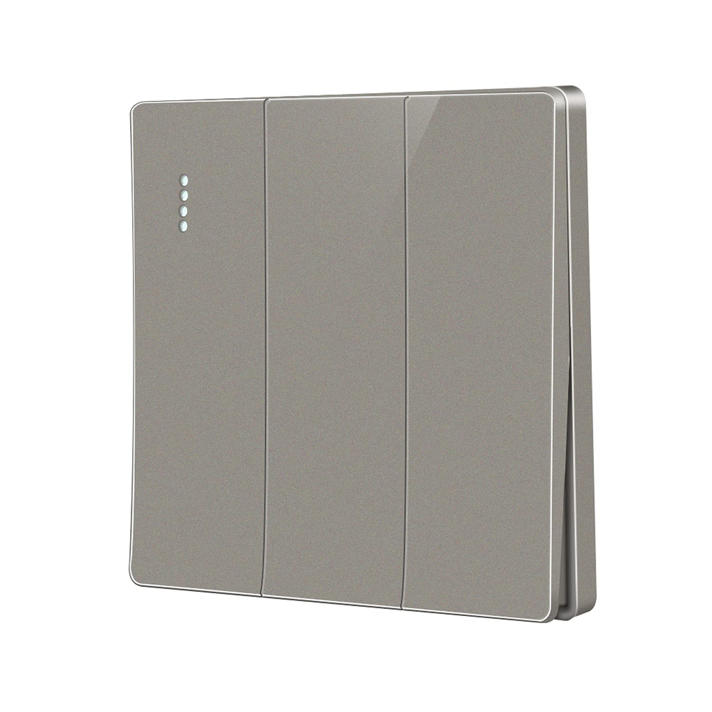 Plate Switch - 3gang 1way D2005, 86x86mm 16A250V - Grey 