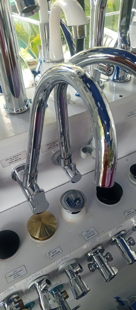 Sink Tap  - Wall Mount 
Stainless Steel Brass (Chrome Finish)
Overall Height: 16 "
Box Code: A1-4