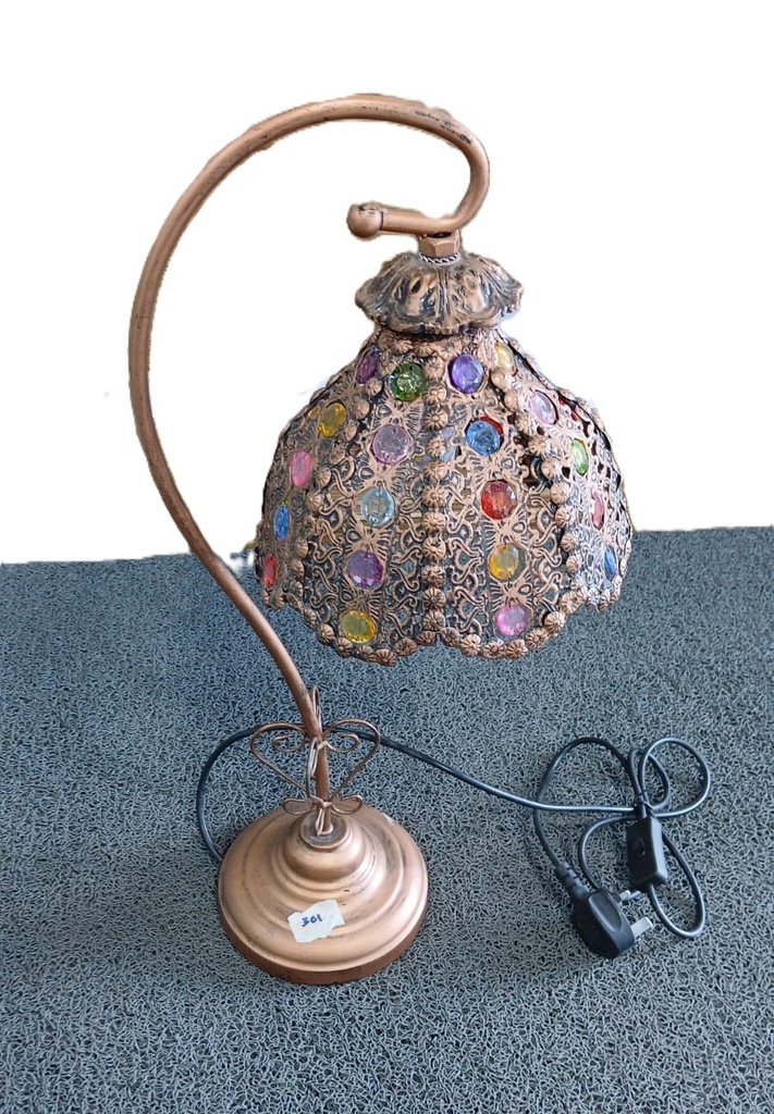 Lamp A-122P# 54cm Lampshade: 20cm Base: 13cm Materials: Hand Beading, Iron & Acrylic