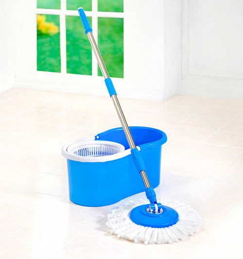 Plastic basket, SS rod. Mop bucket 6L Pole length: 95-120CM Color: Blue