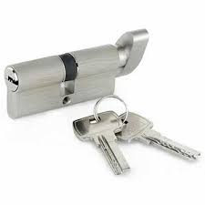 Door lock, Brass, 35+35mm long, with 5 keys