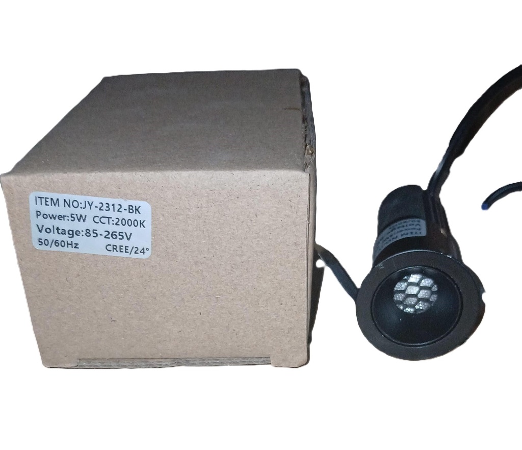 LED：CREE Power:5W CCT: 2000K C.R.I:  90Ra Size：Ф34*H80mm Cutting：Ф30mm JY-2312 - Black