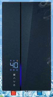 Instant Electric Water Heater with Glass Panel, 7.5KW, 230V, RW74, Blue
