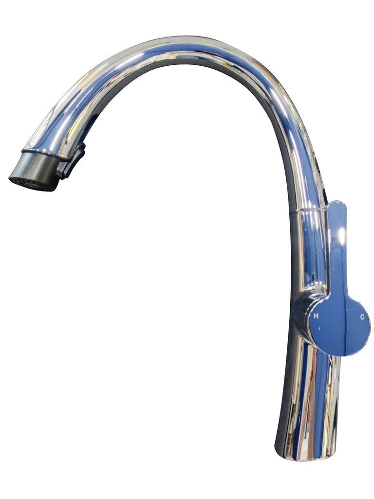 Kitchen Mixer Tap, SS304, KF825CP, Chrome Color,  35mm Ceramic Cartridge,  G 1/2 60cm, SUS304 Flexible pipes (2pcs)