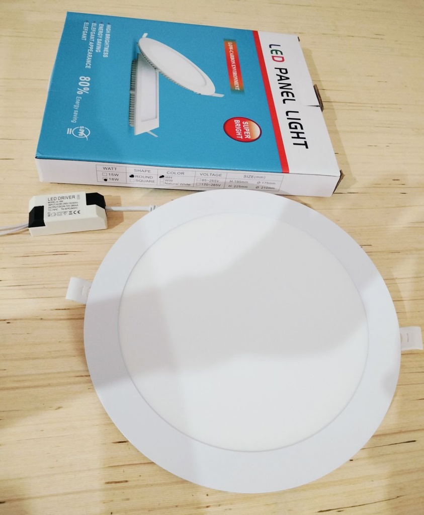 Slim Round Panel, LED, 6500K, 18W, 220mm long