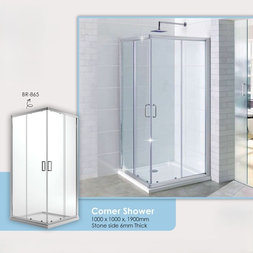 [BR-865] Shower Room - Aluminum alloy， 1000*1000*1900mm with stone side 6mm thickness glass