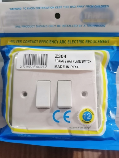 [SW2-ZW-002] 2 GANG 2 WAY SWITCH WHITE
 Box Code:  Z304