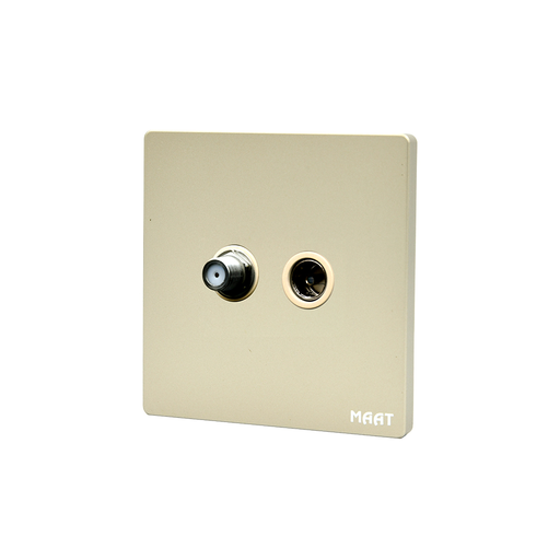 [SWS2-QG-002] 2 Gang Sat & TV Socket Gold Plated Q5CWXTV/BLTV MMAAT