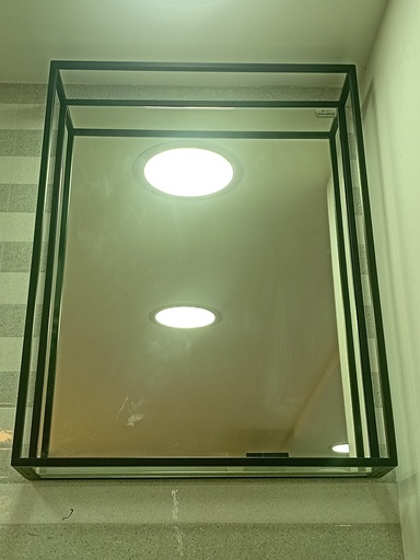 [BR-137] MODERN INDUSTRIAL STEEL METAL DOUBLE FRAMED BATHROOM MIRROR WITH SHELF  BOX CODE A4-7  60x46CM