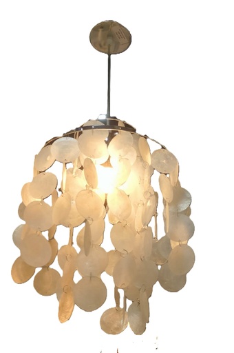 [BR-104] Aqua Draped Sea Glass Disc Pendent Lamp VL LIGHT