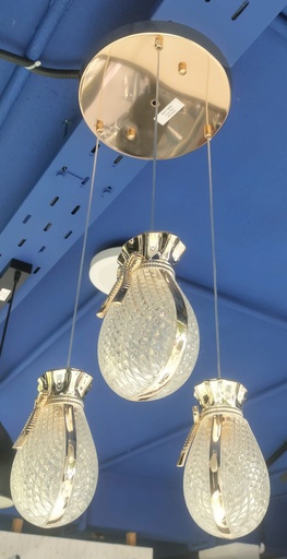 [BR-27] Φ300*100mm
Source: E27*3 (excluded)
Material:zinc alloy+acrylic
light body finish: white+ gold
Box Code: A2-13