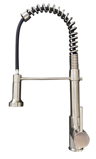 [BR-1598] Kitchen Mixer Tap, KNF016BN, H59, Brass Casting Body, Zinc Alloy Handle, 35mm Ceramic Cartdige, G 1/2 60cm, SUS304 Flexible pipes (2pcs)