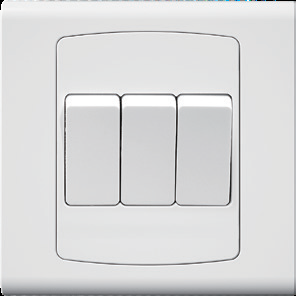 [BR-2077] EliteElegance-Plate Switch FC305Q - 3 Gang 1 Way, White