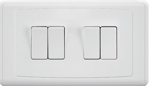 [BR-2085] EliteElegance-Plate Switch FC307 - 4 Gang 1 Way, White 