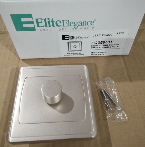 [BR-2175] EliteElegance-Dimmer Switch FC350CH - 1 Gang 250W, Champagne 