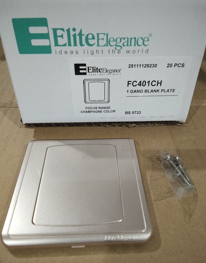 [BR-2178] EliteElegance-Blank Plate FC401CH - 1 Gang, Champagne