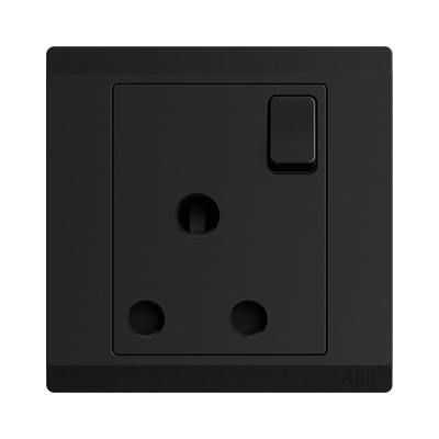 [BR-2213] EliteElegance-Switch Round Pin Socket 15A FC429 - 1 Gang, Balck 
