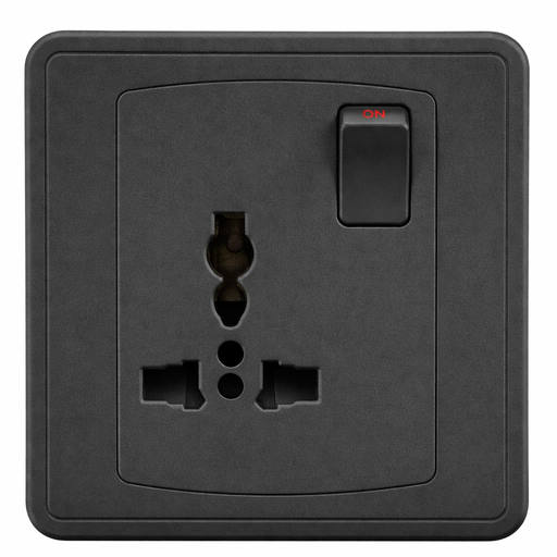 [BR-2215] EliteElegance-Switch Multi - Socket 13A FC405MBK - 1 Gang, Black