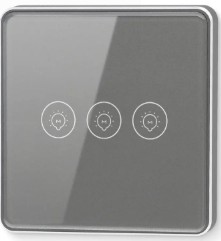 [BR-2704] Tuya Smart Touch Switch  - DME233 Gray 3 Gang