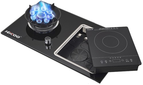 [BR-2786] Hybrid Stove (Gas + Induction) Tempered Glass HLDQ10BS9 Size: 750*430