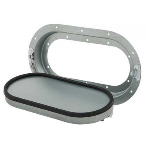 [25747] Marine, Deck Porthole Window Oval Clear Glass, Aluminium 370MM x 200MM x 40MM (RR37-PF-07S)